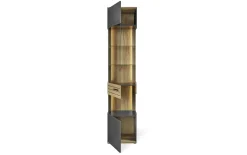 Vitrine QUINCY, anthrazit/Eiche-Nachbildung, inkl. LED-Beleuchtung