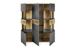 Vitrine QUINCY, anthrazit/Eiche-Nachbildung, inkl. LED-Beleuchtung