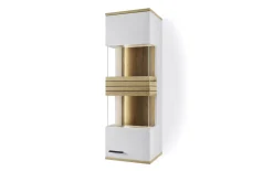 Vitrine QUINCY, grau/Eiche-Nachbildung, inkl. LED-Beleuchtung