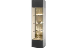 Vitrine Trevio, Kerneiche Umato, anthrazit, links angeschlagen