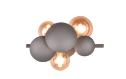 Wandleuchte Bubble, anthrazit/amberfarbig, 30 cm