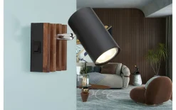 Wandleuchte Kayden, dunkelbraun/schwarz