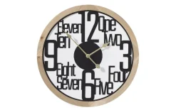 Wanduhr holz, schwarz, Zahlen, 60 cm