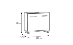 Waschbeckenunterschrank Veris, Artisan Eiche-Nachbildung/salbeifarbig