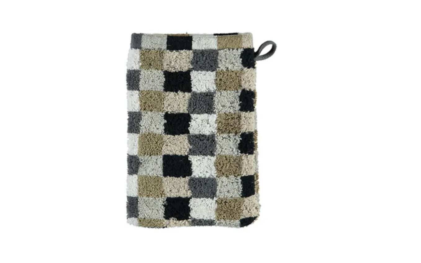 Waschhandschuh Lifestyle Karo, kiesel, 16 x 22 cm