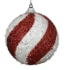 Weihnachtskugel, weiß/rot, 8 cm