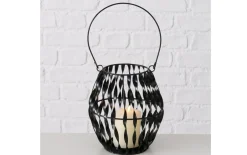 Windlicht Jakel, rund, Eisen schwarz, 19 cm