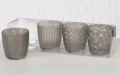 Windlicht Marilu, grau lackiert, 4-teilig
