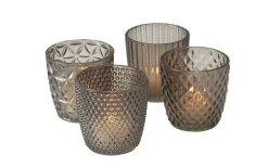 Windlicht Marilu, grau lackiert, 4-teilig