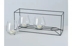 Windlicht Paolo, Metall schwarz, Glaseinsatz transparent, 15 cm