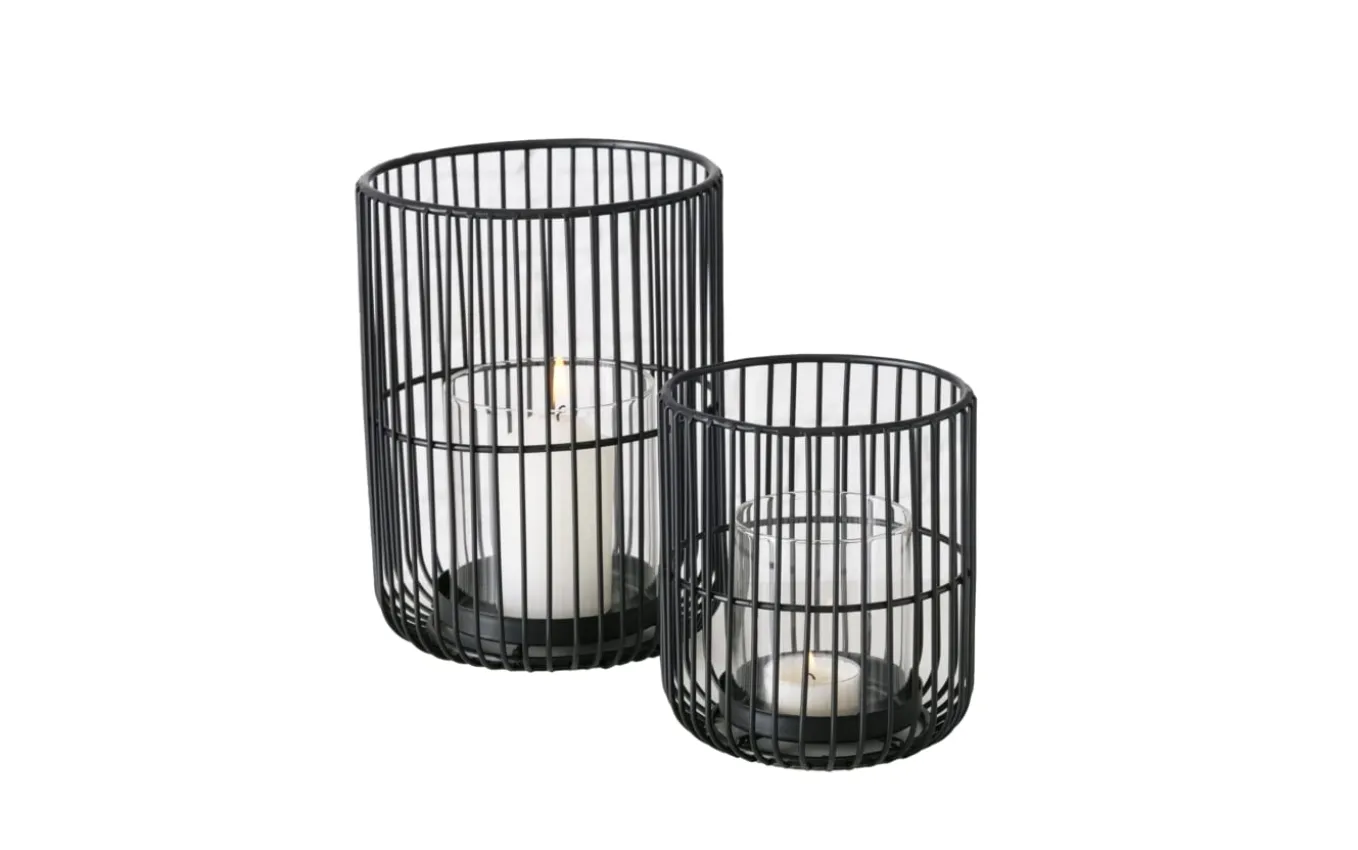 Windlichtset Cindy, schwarz, 2-teilig