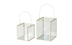 Windlicht-Set Malta, transparent/gold, 2-teilig