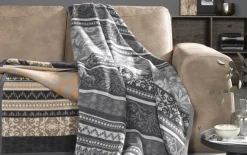 Wohndecke Basic soft, Ornament anthrazit, 150 x 200 cm