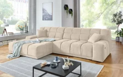 Wohnlandschaft London, beige, inkl. elektrischer Sitztiefenverstellung