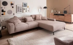 Wohnlandschaft Tossa, Cord/taupe, inkl. Kopfteilverstellung
