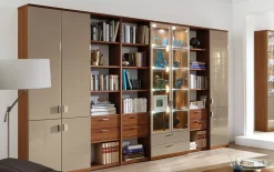 Wohnwand Kira System, Nussbaum/cashmere, inkl. Softclose Funktion